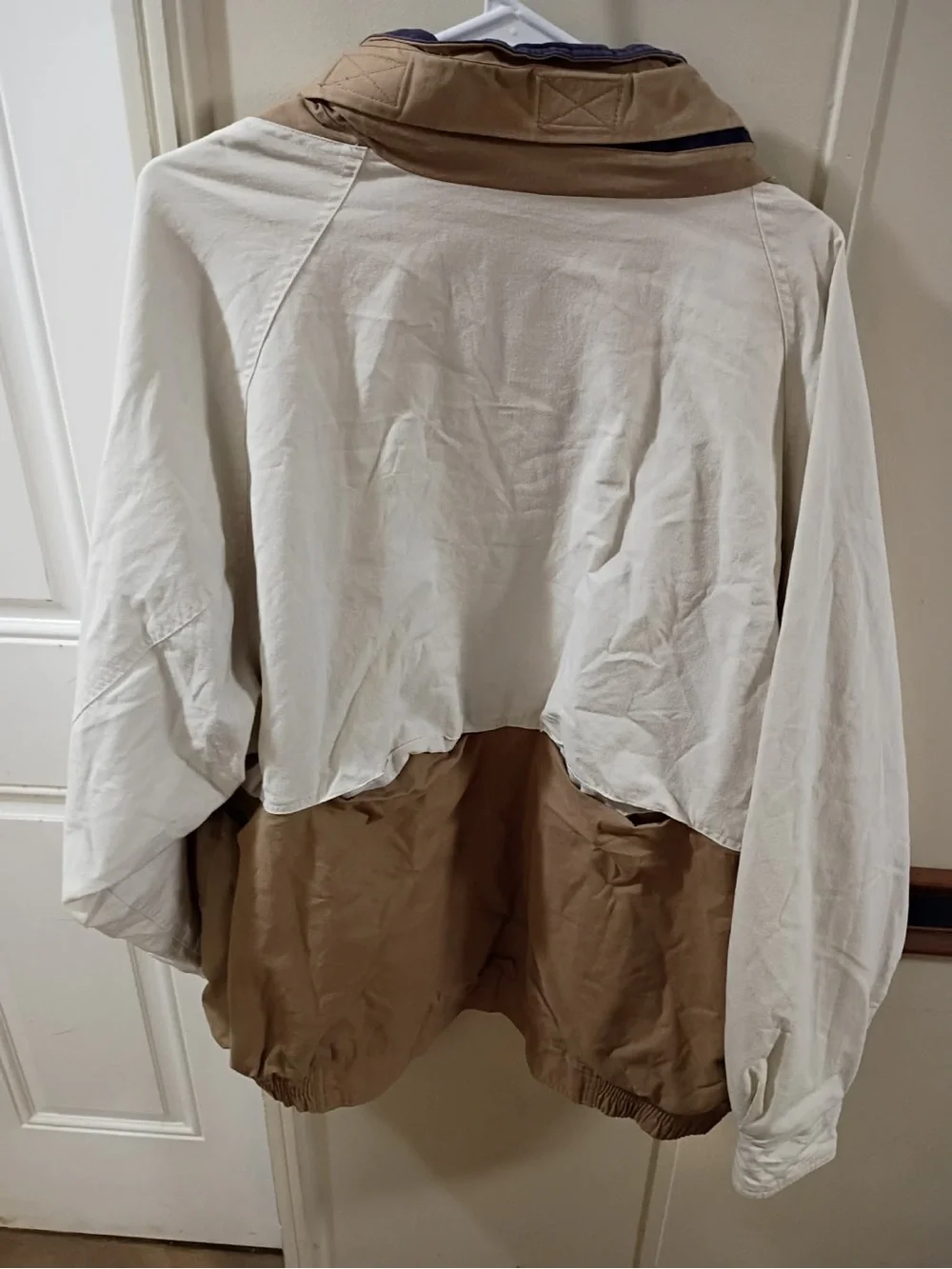 Classic Two-Tone Bomber Jacket in Brown and White